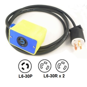 NEMA L6-30P to 2 x L6-30R Pendant Power Cords