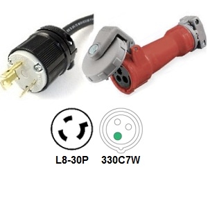 NEMA L8-30P to 330C7W Power Cord Plug Adapter