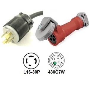 NEMA L16-30P to 430C7W Power Cord Plug Adapter