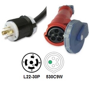 NEMA L22-30P to 520C7W Power Cord Plug Adapter