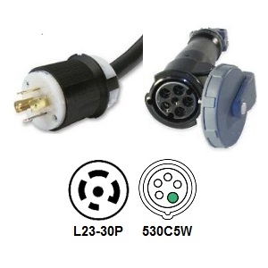 NEMA L23-30P to 520C5W Power Cord Plug Adapter