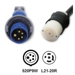IEC 309 520P9W to L21-20R Power Cord Plug Adapter