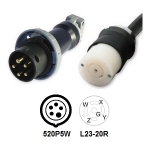IEC 309 520P5W to L23-20R Power Cord Plug Adapter