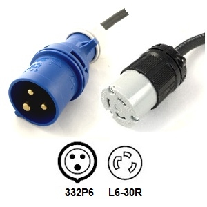 332P6 to to NEMA L6-30R Power Cord Plug Adapter
