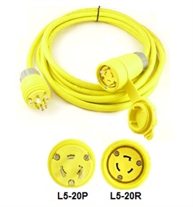 L5-20 Watertight Extension Cords Rated for 20A