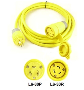 L6-30 Watertight Extension Cords Rated for 30A