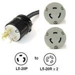 L5-20P to 2x L5-20R Y Splitter Power Cord