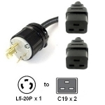 L5-20P to 2x C19 Y Splitter Power Cord