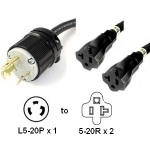 L5-20P to 2x 5-20R Y Splitter Power Cord