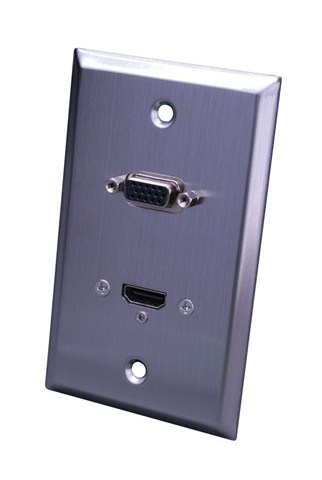 Stainless Steel HDMI + S-VGA Wall Plate