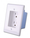Rapid Link Power by Vanco- Recessed AC Duplex Outlet Plate- White