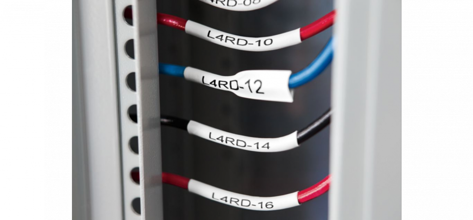 "IND Heat-Shrink Tube 3/4"" Black on White"