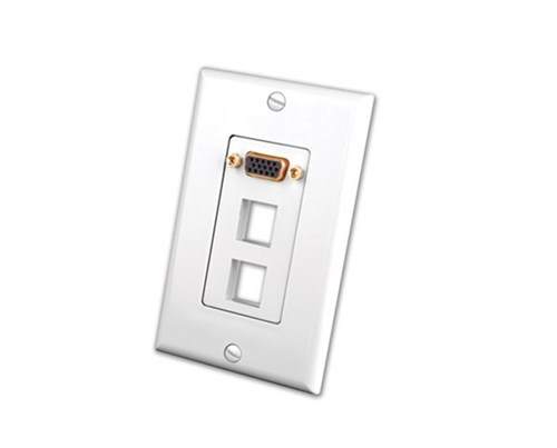 S-VGA Wall Plate Insert with Dual Keystone Openings- White