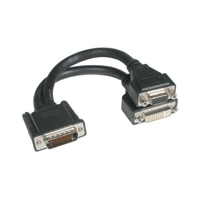 9in One LFH-59 (DMS-59) Male to One DVI-I Female and One HD15 VGA Female Cable