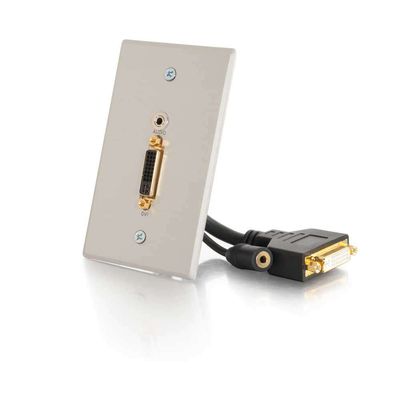 DVI +3.5mm Pass-Through Wall Plate - Brushed Aluminum