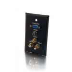 Single Gang HD15 VGA + 3.5mm + Composite Video + Stereo Audio Wall Plate - Black