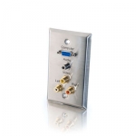 Single Gang HD15 VGA + 3.5mm + Composite Video + Stereo Audio Wall Plate - Stainless Steel