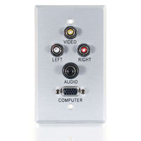 Single Gang HD15 VGA (Bottom) + 3.5mm + Composite Video + Stereo Audio Wall Plate - Brushed Aluminum