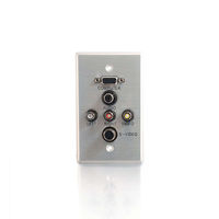 Single Gang HD15 VGA (Top) + 3.5mm + S-Video + Composite Video + Stereo Audio Wall Plate - Brushed A