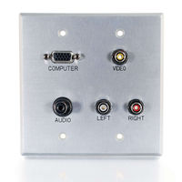 Double Gang HD15 VGA + 3.5mm + Composite Video + Stereo Audio Wall Plate - Brushed Aluminum