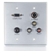 Double Gang HD15 VGA + 3.5mm + Composite Video + Stereo Audio + S-Video Wall Plate - Brushed Alum