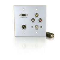 Double Gang HD15 + 3.5mm + RCA A/V + USB Wall Plate - Brushed Aluminum