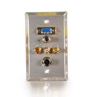 Single Gang HD15 VGA + 3.5mm + S-Video + RCA Audio/Video Wall Plate - Stainless Steel