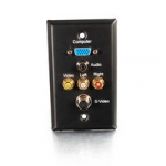 Single Gang HD15 VGA + 3.5mm + S-Video + RCA Audio/Video Wall Plate - Black