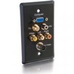 Single Gang HD15 VGA + F-Type + 3.5mm + S-Video + RCA Audio/Video Wall Plate - Black