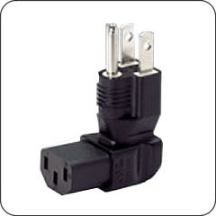 Plug Adapter NEMA 5-15 Plug (Angled Up) to IEC 60320 C13 Connector Angled Down Block Adapter
