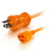 8ft 16 AWG Hospital Grade Power Extension Cord (NEMA 5-15P to NEMA 5-15R) - Orange