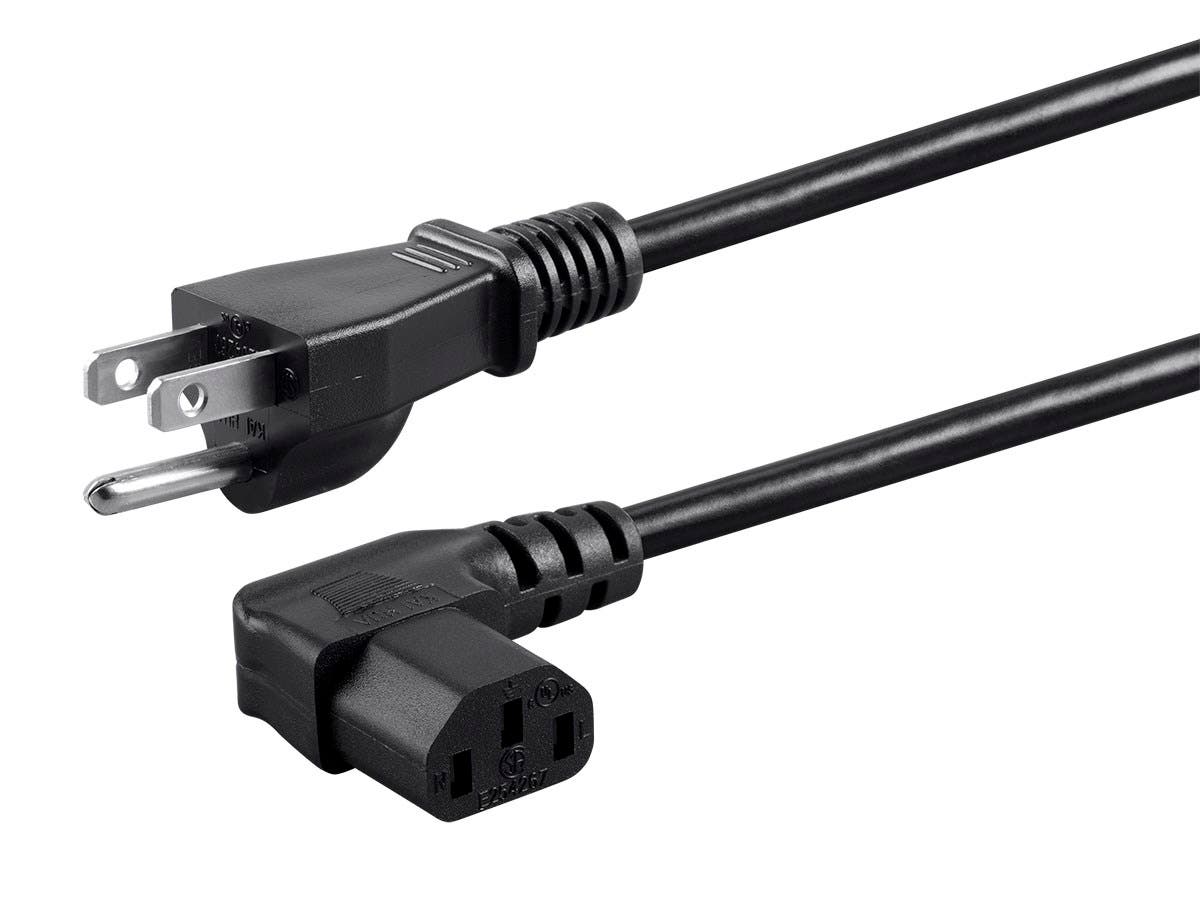 NEMA 5-15P to C13 Left Angle Power Cord 10 Amp/18AWG - 6 Feet