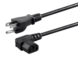 NEMA 5-15P to C13 Left Angle Power Cord 10 Amp/18AWG - 3 Feet