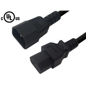 C14 Plug Male to C21 Connector Female 12 Feet 15 Amp 14/3 SJT 250v Power Cord- Black