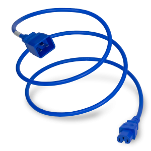 10ft - Power Cord C20 Plug to C15 Connector 15a - Blue Jacket