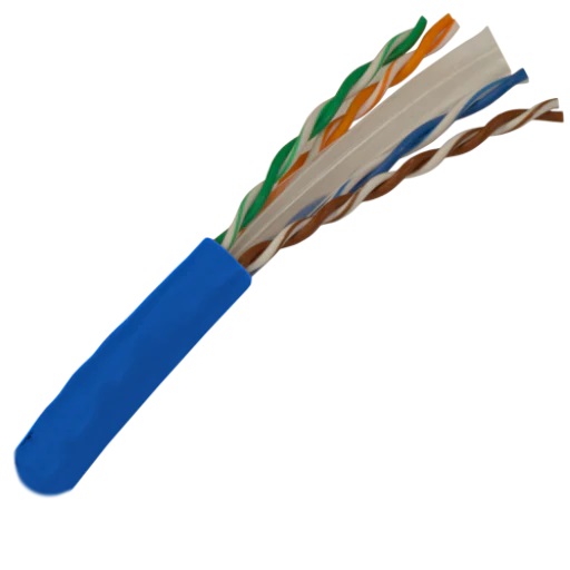 Category 6A 750Mhz PVC 4-Pair 23-AWG UTP Solid Cable 1000 ft - Blue