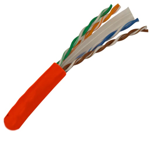 Category 6A 750Mhz PVC 4-Pair 23-AWG UTP Solid Cable 1000 ft - Red