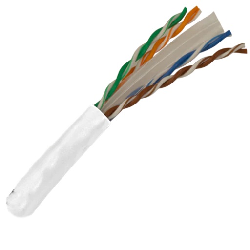 Category 6A 750Mhz PVC 4-Pair 23-AWG UTP Solid Cable 1000 ft - White