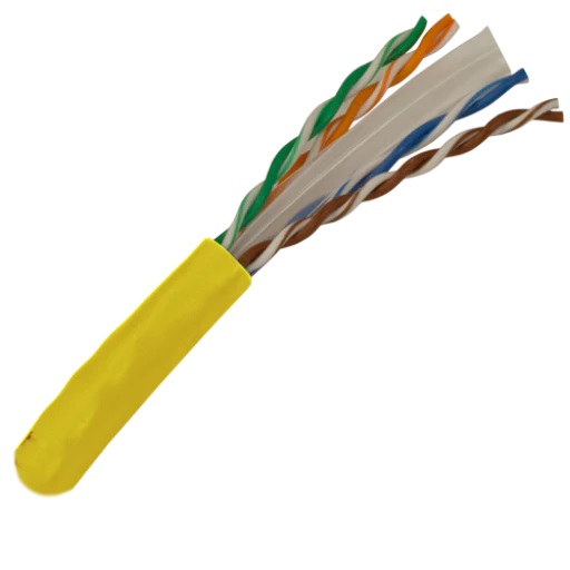 Category 6A 750Mhz PVC 4-Pair 23-AWG UTP Solid Cable 1000 ft - Yellow