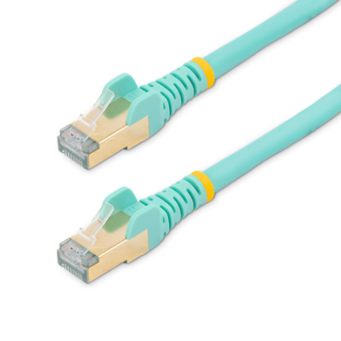 8ft - Cat6A 10GB POE Shielded Ethernet Cable up to 100Watts - 3 Pack - Aqua