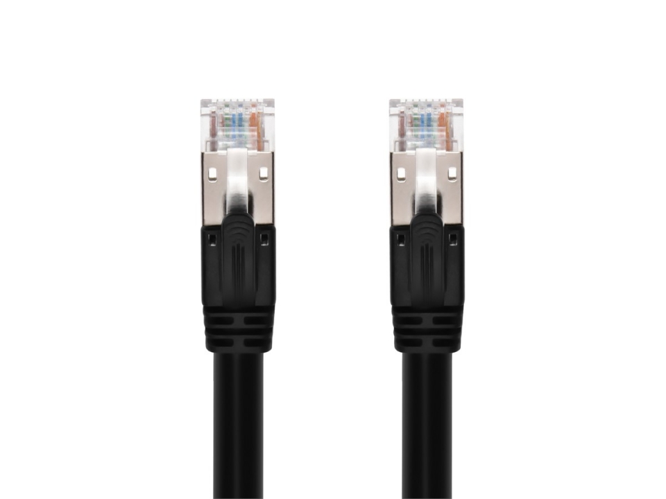 10ft - Cat6A 10GB POE Shielded Ethernet Cable that carries up to 90Watt DC Power - Black