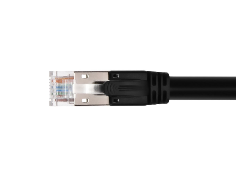 10ft - Cat6A 10GB POE Shielded Ethernet Cable that carries up to 90Watt DC Power - Black