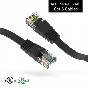 Cat6 Flat Ethernet Patch Cable 10 Ft Black- 550Mhz