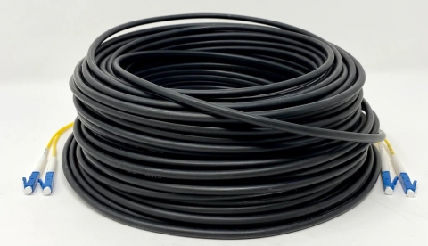 black LC to LC OS2 Singlemode Direct Burial Duplex Fiber Cable - shop cables.com.