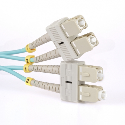 SC to SC 40GB OM4 Aqua Fiber Optic Cables