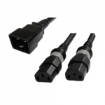 Power Cord C20 to 2x C13 S-Lock Black 2 Feet overall with 12 inch legs