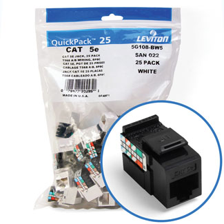 Leviton GigaMax 5e QuickPort Connector Quickpack CAT 5e 25-pack Black