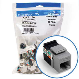 Leviton GigaMax 5e QuickPort Connector Quickpack CAT 5e 25-pack Grey