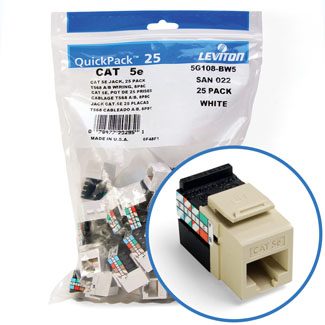 Leviton GigaMax 5e QuickPort Connector Quickpack CAT 5e 25-pack Ivory
