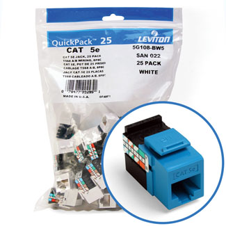 Leviton GigaMax 5e QuickPort Connector Quickpack CAT 5e 25-pack Blue
